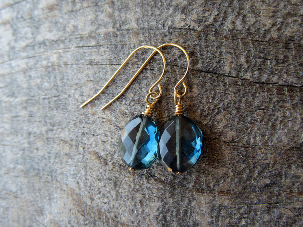 Diamond And London Blue Topaz Dangle Earrings #103174 - Seattle Bellevue |  Joseph Jewelry