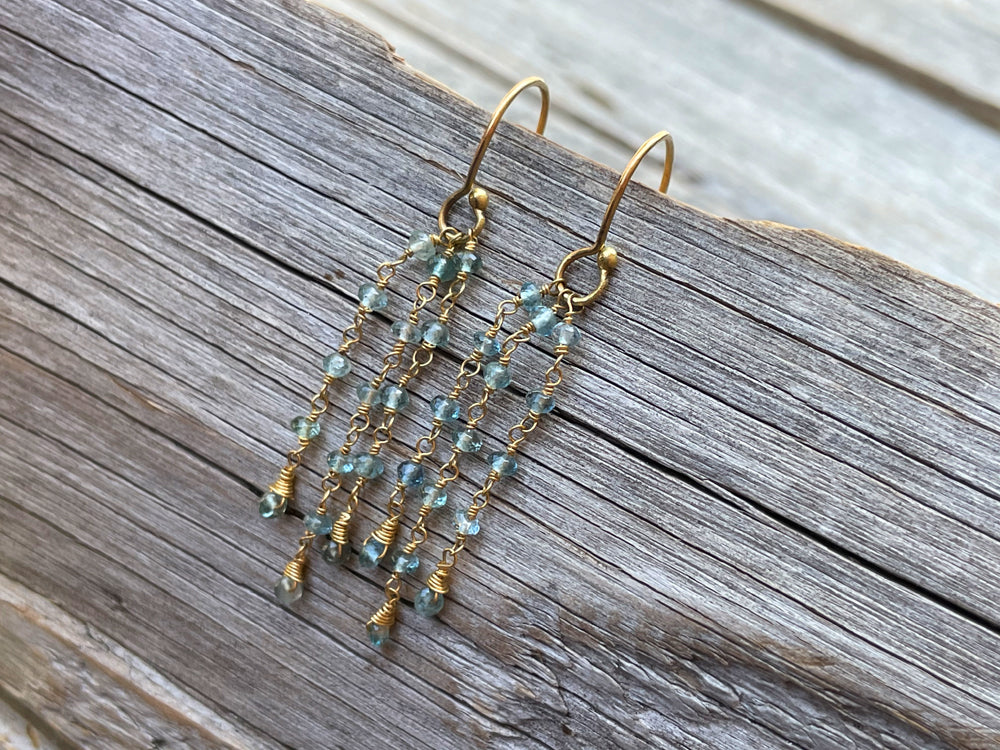 Long Aquamarine Earrings in 18k Gold