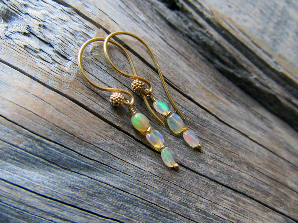Long Opal Dangle Earrings