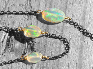 Black & Gold Collection Necklace in Ethiopian Opal
