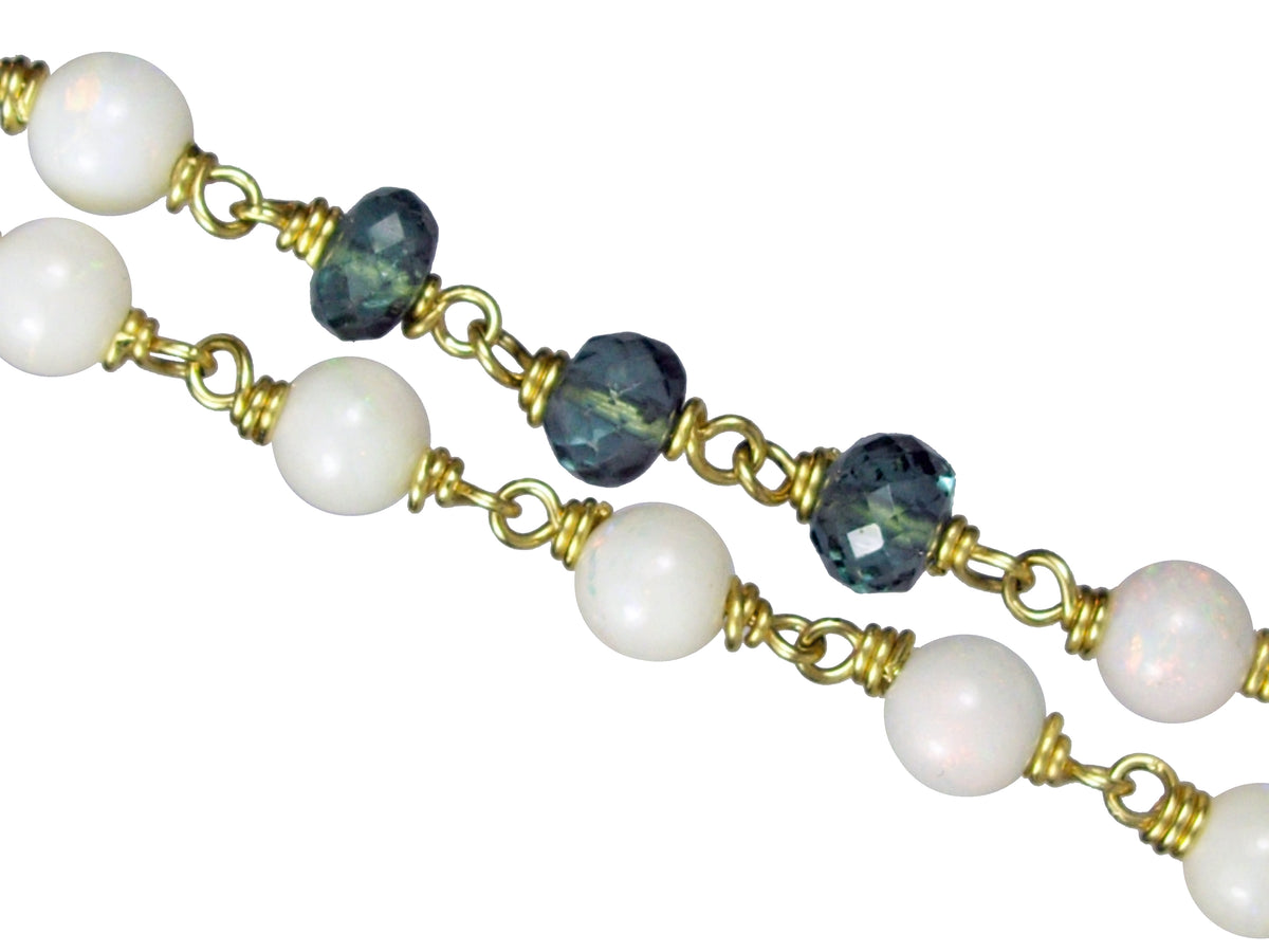 Australian Opal necklace adorned with Pink Tourmaline, Sky Apatite,  Blue-green Apatite, Green Agate, Prehnite & Peridot beads . . 🍃ava... |  Instagram