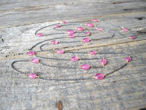 Long Pink Sapphire Necklace