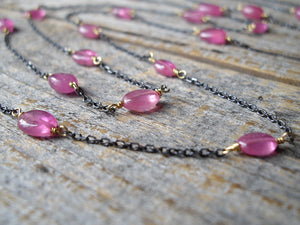 Long Pink Sapphire Necklace