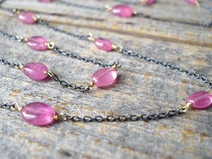 Long Pink Sapphire Necklace