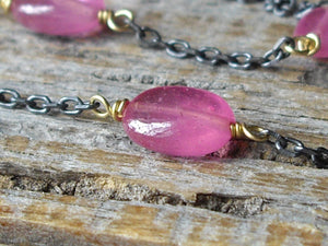 Long Pink Sapphire Necklace
