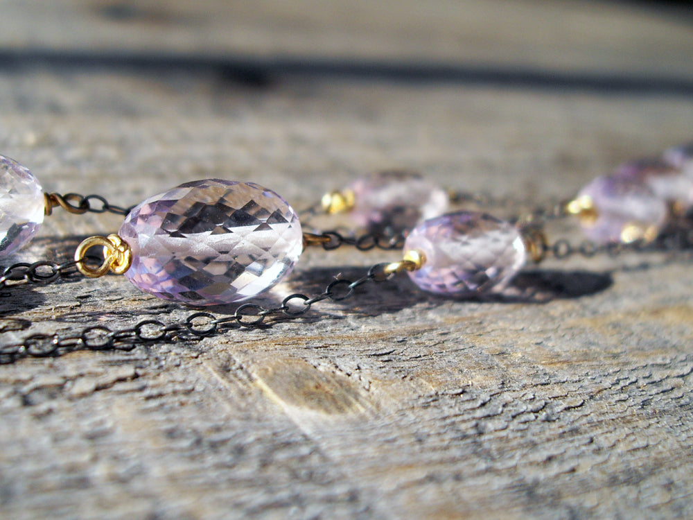 Black & Gold Collection Necklace - Pink Amethyst