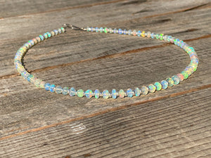 Ethiopian Opal Bead Necklace in Silver