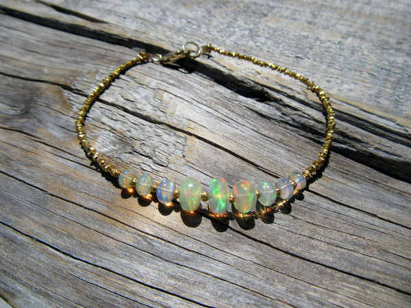 Opal Bead and Gold Vermeil Bracelet