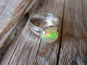 Round Ethiopian Opal Ring