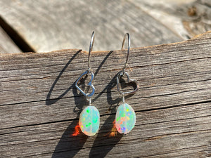 Opal Heart Earrings