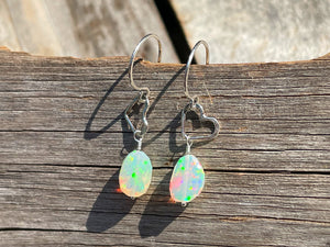 Opal Heart Earrings