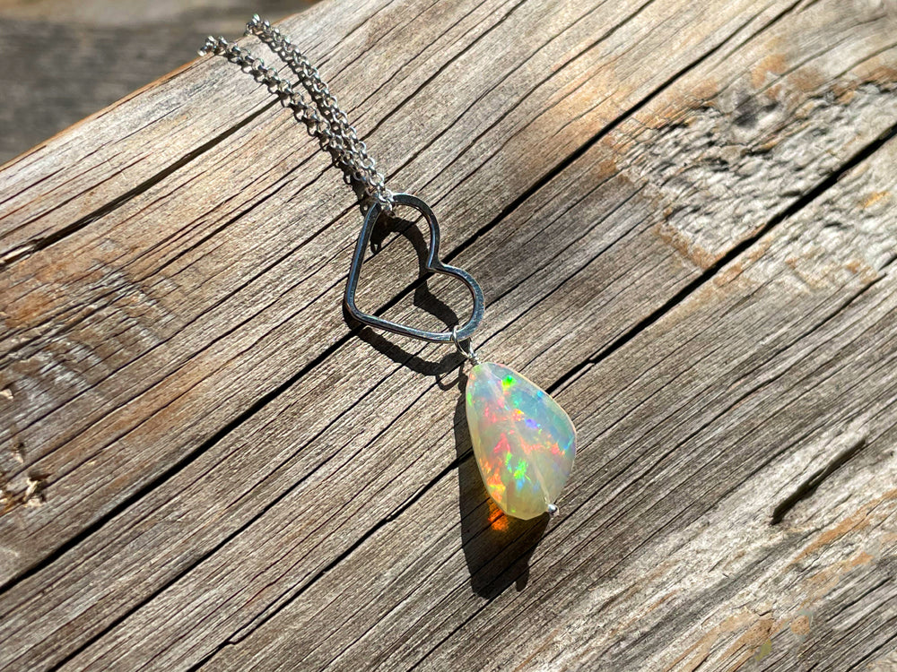 Opal Heart Pendant