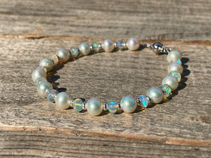 Freshwater Pearl and Opal Bracelet
