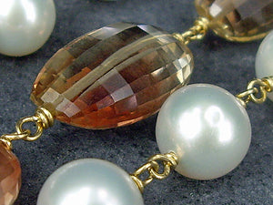 Pearl & Oregon Sunstone Necklace in 18k Gold