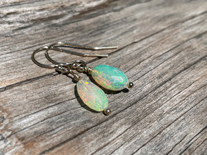 Pinfire Opal Earrings in 14k Gold