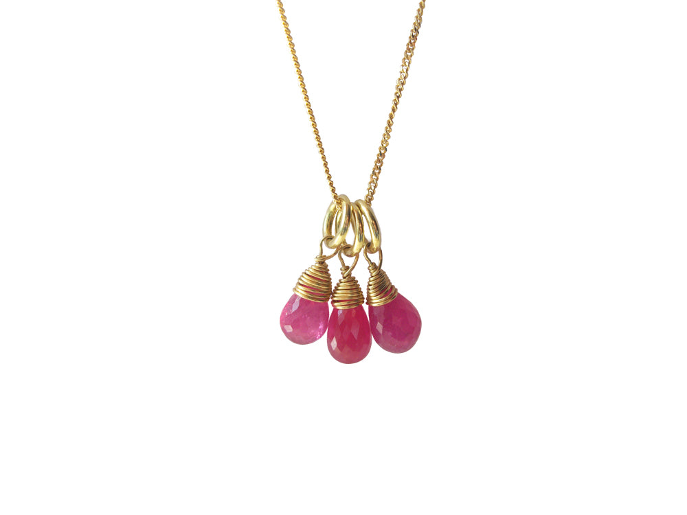 18k Gold Ruby Cluster Pendant