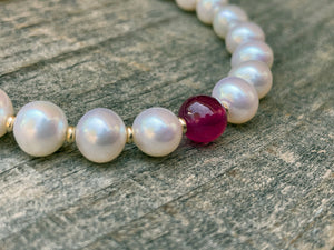 4.59 Carat Ruby and Pearl Bracelet