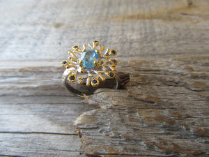 Snowflake Ring in Blue Topaz and Sapphire