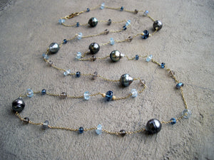 Tahitian Pearl & Blue Topaz Chain