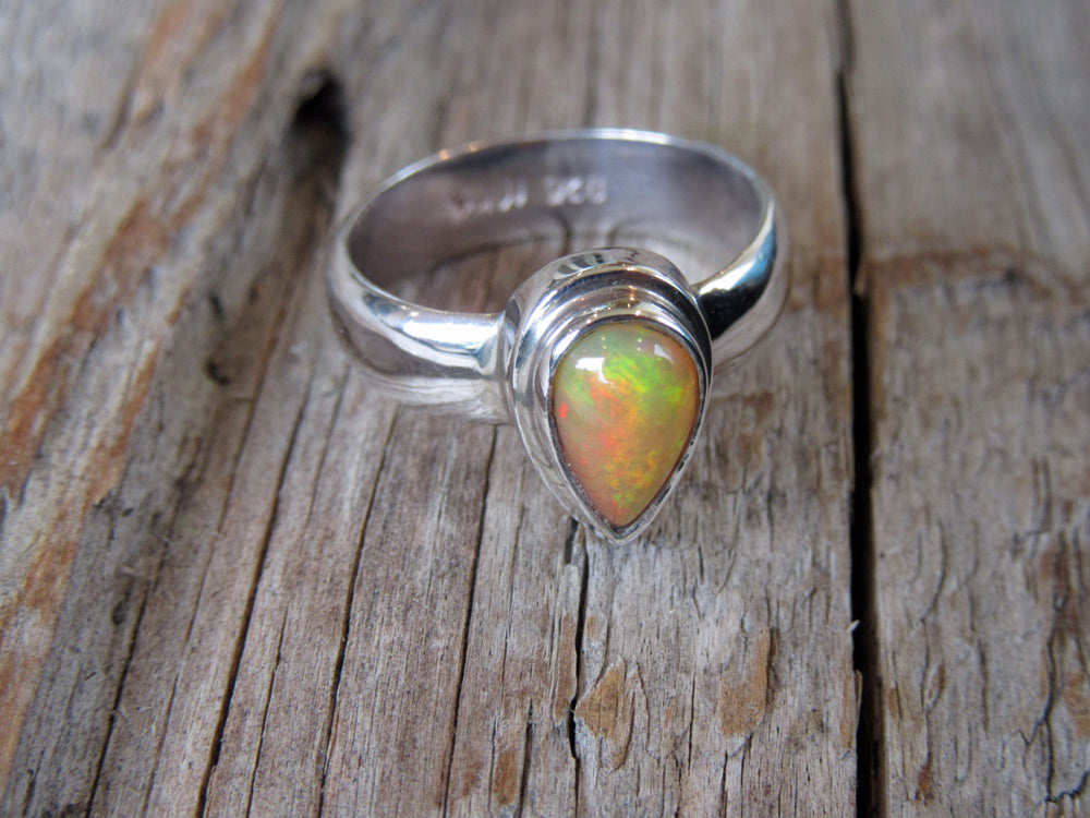 Teardrop Shaped Fire Opal Ring