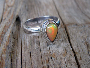 Teardrop Shaped Fire Opal Ring