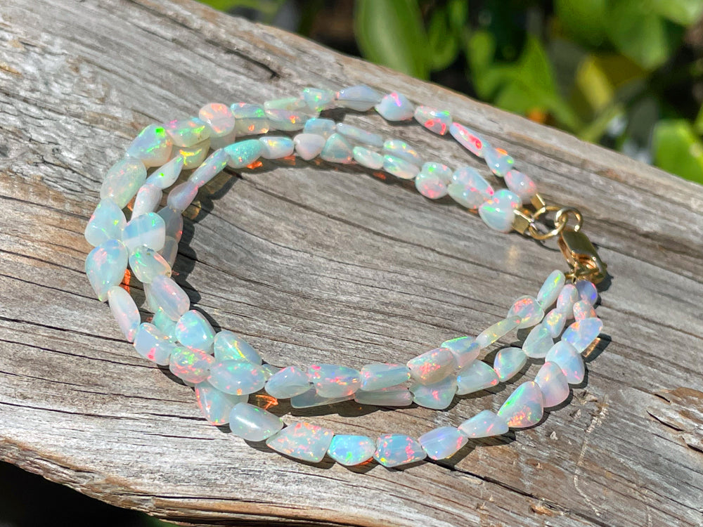 Opal Bracelet - Rainbow Opal Beaded Bracelet - Opal Jewelry