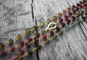Multi Color Tourmaline Necklace in 18k Gold
