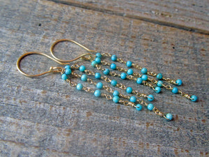 Gold Vermeil Cascade Earrings in Turquoise