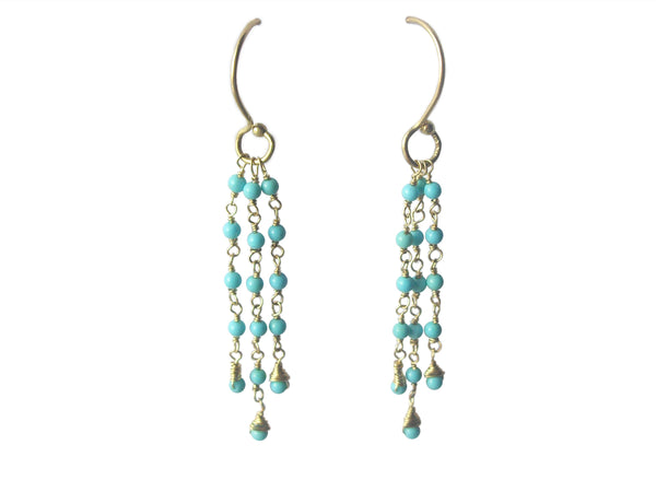 18k Gold Cascade Earrings in Turquoise