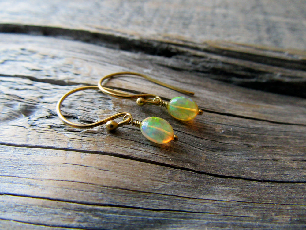 Fire Opal Earrings in Gold Vermeil