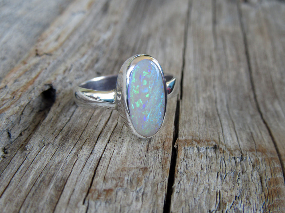 Rainbow Australian Opal Ring - Made to Order - Gem & Tonik