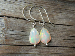Faceted White Opal Earrings