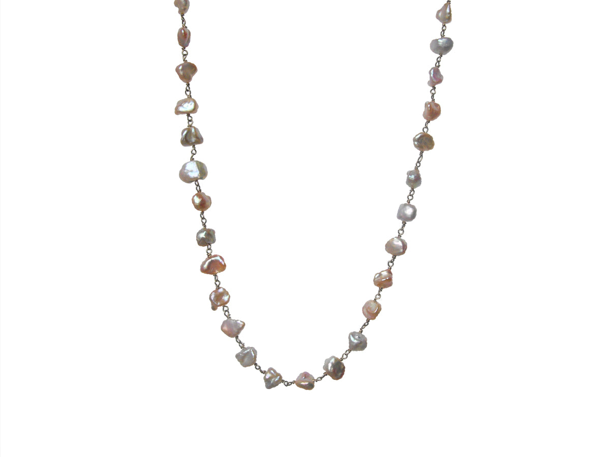 Keishi Pearl Necklace in 14k White Gold