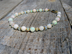 RESERVED White & Crystal Opal Bracelet
