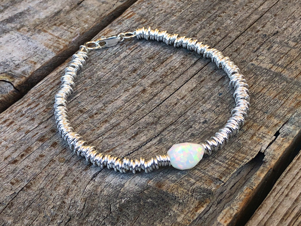 White Opal Ripples Bracelet